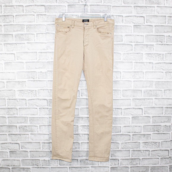 A.P.C. Jeans Apc Petit Standard Khaki Beige Jean 5 Pocket Pants Droit Etroit Size 3 Poshmark